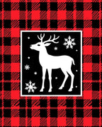 Red Black Buffalo Plaid Deer Snowflake Rug