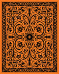 Bold Orange Black Floral Scroll Rug
