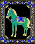 Emerald Horse Royal Blue Saddle Regal Frame Rug
