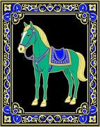Emerald Horse Royal Blue Saddle Regal Frame Rug