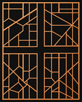 Orange Geometric Deco Lines Rug