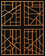 Orange Geometric Deco Lines Rug