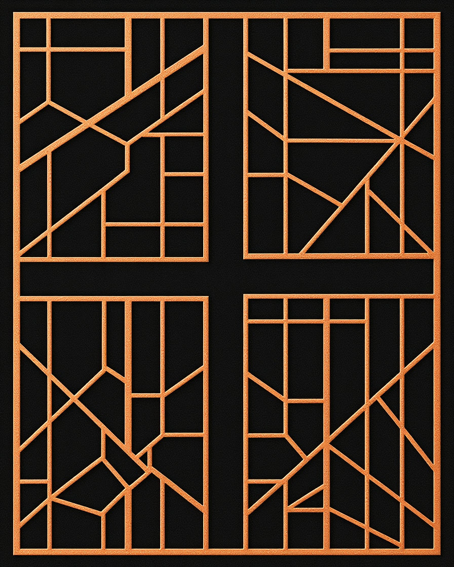 Orange Geometric Deco Lines Rug