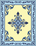 Light Yellow Blue Floral Border Rug