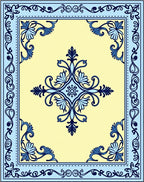 Light Yellow Blue Floral Border Rug