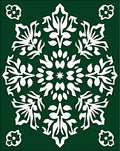 Emerald Green White Floral Medallion Rug