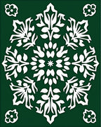 Emerald Green White Floral Medallion Rug