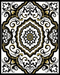 Black Gold Ornate Medallion Floral Rug