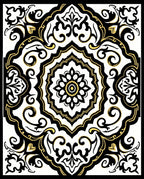 Black Gold Ornate Medallion Floral Rug