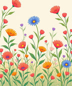 Vibrant Meadow Garden Floral Arrangement Rug