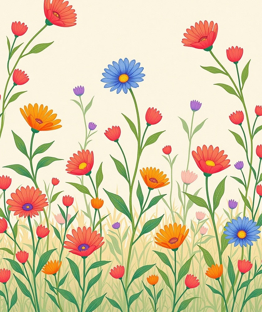 Vibrant Meadow Garden Floral Arrangement Rug