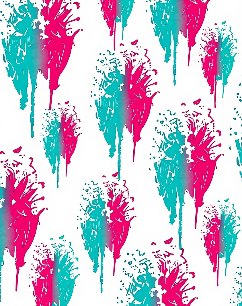 Pink Teal Drip Splash Bloom Rug