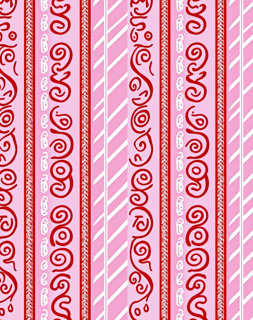 Whimsical Red Swirl Stripe Rug
