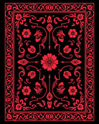 Elegant Red Floral Arrangement Rug