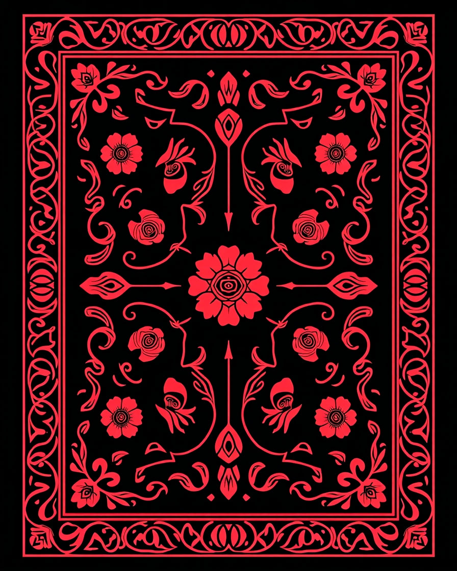 Elegant Red Floral Arrangement Rug