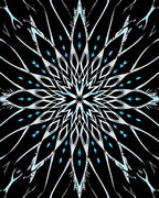 Black White Ice Snowflake Mandala Rug