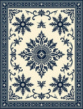 Navy Blue Vintage Floral Medallion Rug