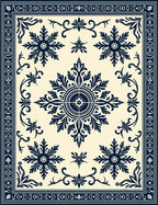 Navy Blue Vintage Floral Medallion Rug