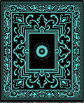 Black Cyan Floral Medallion Border Rug