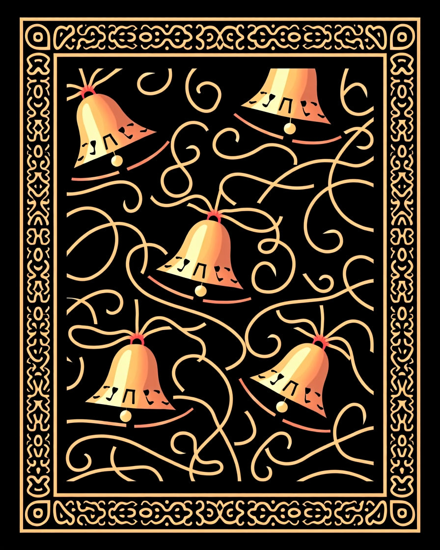 Golden Bells Swirl Border Rug