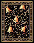 Golden Bells Swirl Border Rug