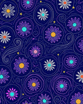 Whimsical Violet Swirl Floral Collage Rug