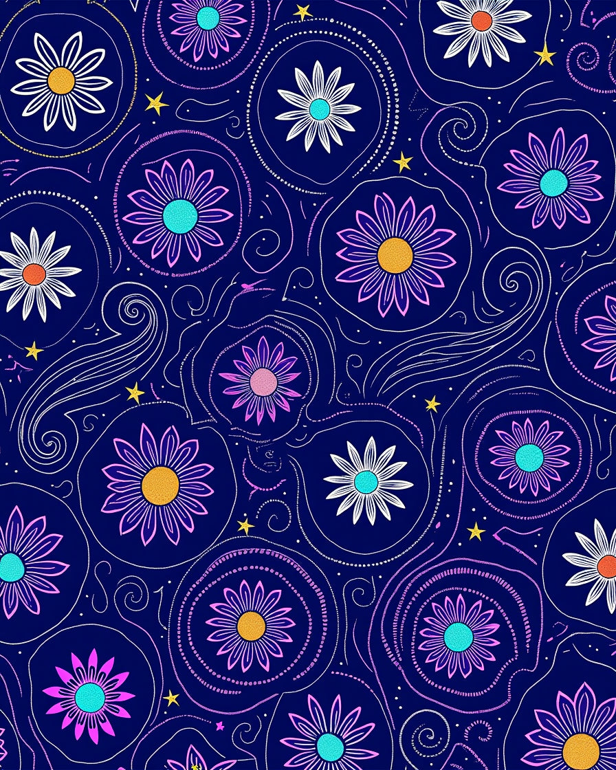 Whimsical Violet Swirl Floral Collage Rug