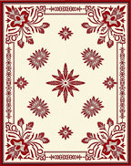 Crimson Floral Corners Center Bloom Rug