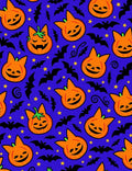 Spooky Orange Jack-o'-lantern Bat Stars Rug