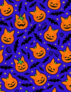 Spooky Orange Jack-o'-lantern Bat Stars Rug