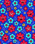 Happy Red Turquoise Flower Stars Rug