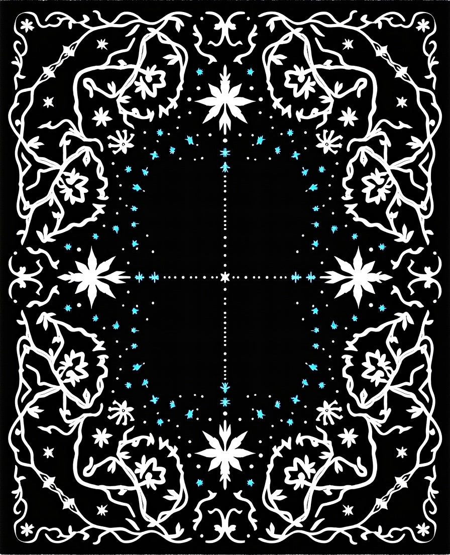 Black White Floral Starburst Splatter Rug