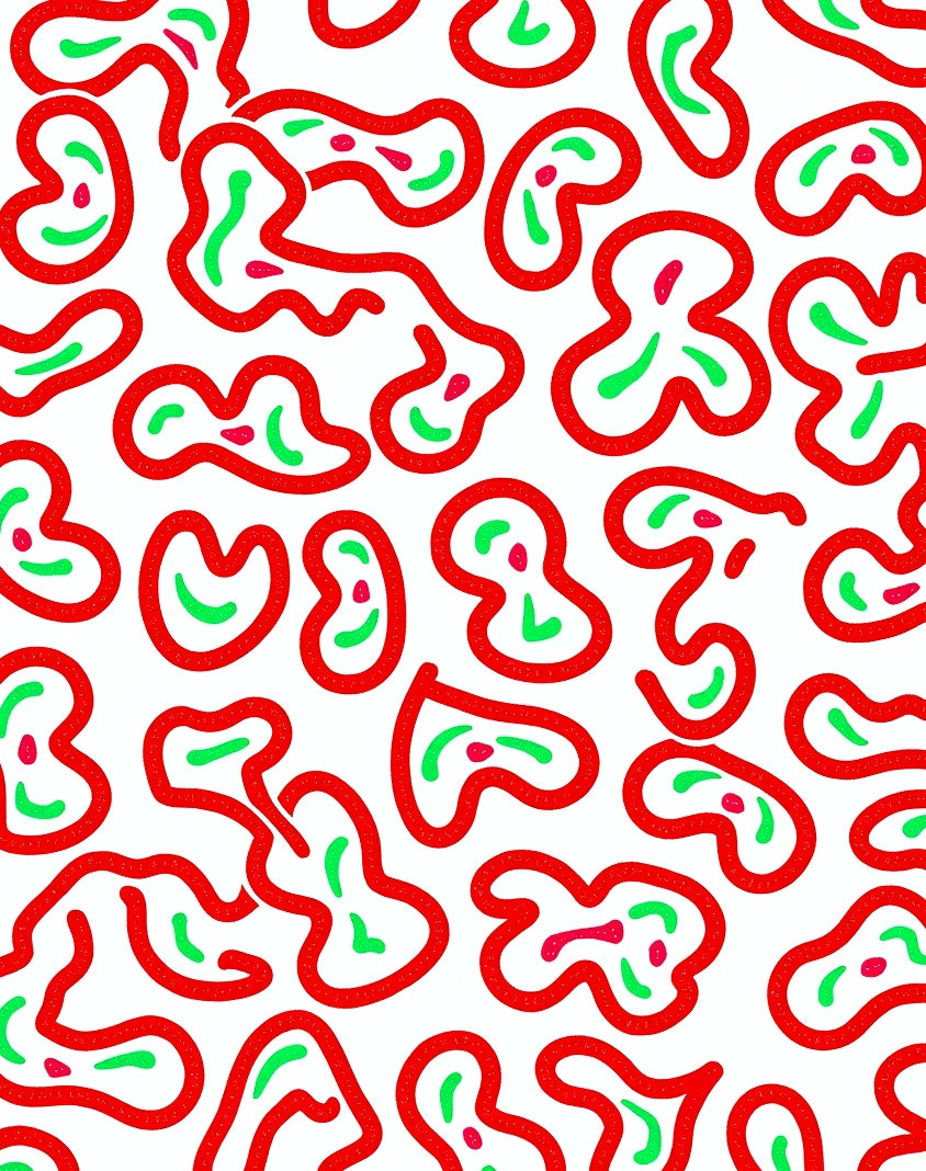 Bold Red Amoeba Fluid Shapes Rug