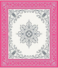 Bright Pink Floral Frame Medallion Rug