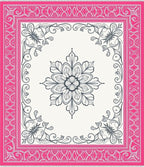 Bright Pink Floral Frame Medallion Rug