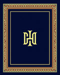 Regal Navy Gold Crimson Monogram Border Rug