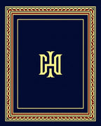 Regal Navy Gold Crimson Monogram Border Rug