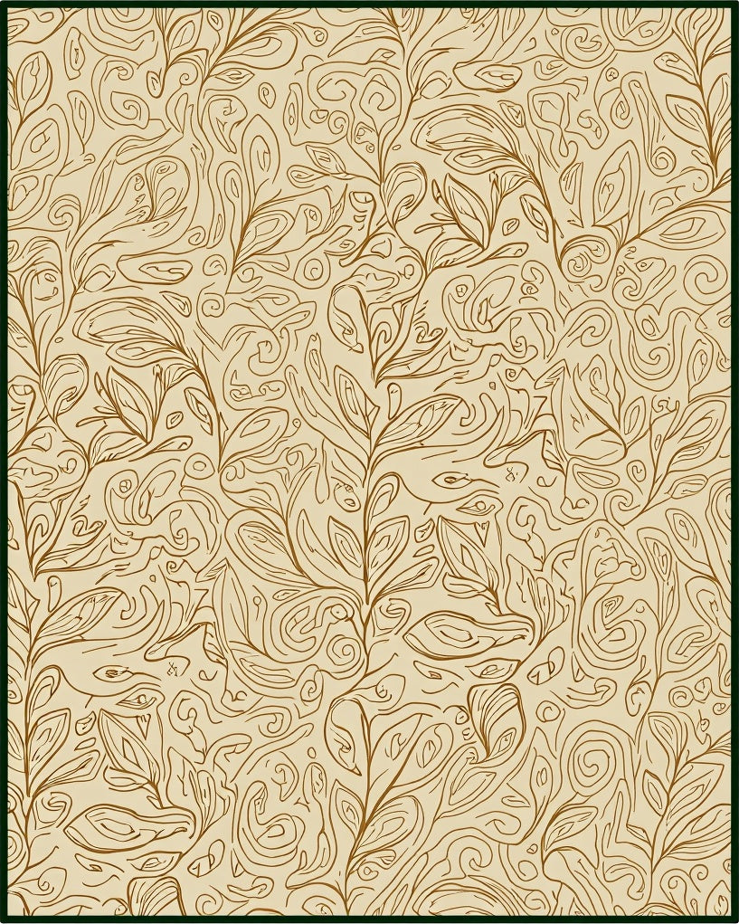 Earthy Tones Swirling Vine Botanical Rug