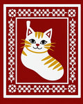 Crimson White Tabby Cat Border Rug