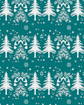 Teal White Christmas Tree Forest Rug
