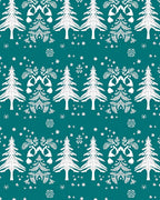 Teal White Christmas Tree Forest Rug