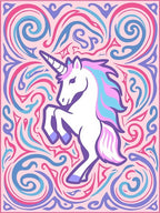 Whimsical Unicorn Swirls Pink Purple Blue Rug