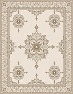 Antique Beige Floral Medallion Rug