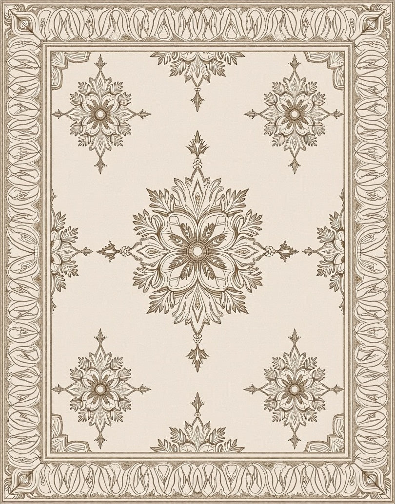 Antique Beige Floral Medallion Rug