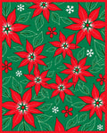 Crimson Poinsettia Snowflakes Emerald Rug