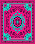 Vibrant Magenta Teal Mandala Rug