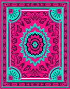 Vibrant Magenta Teal Mandala Rug