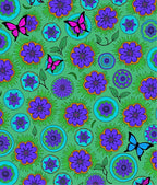 Vibrant Purple Flower Butterfly Garden Rug