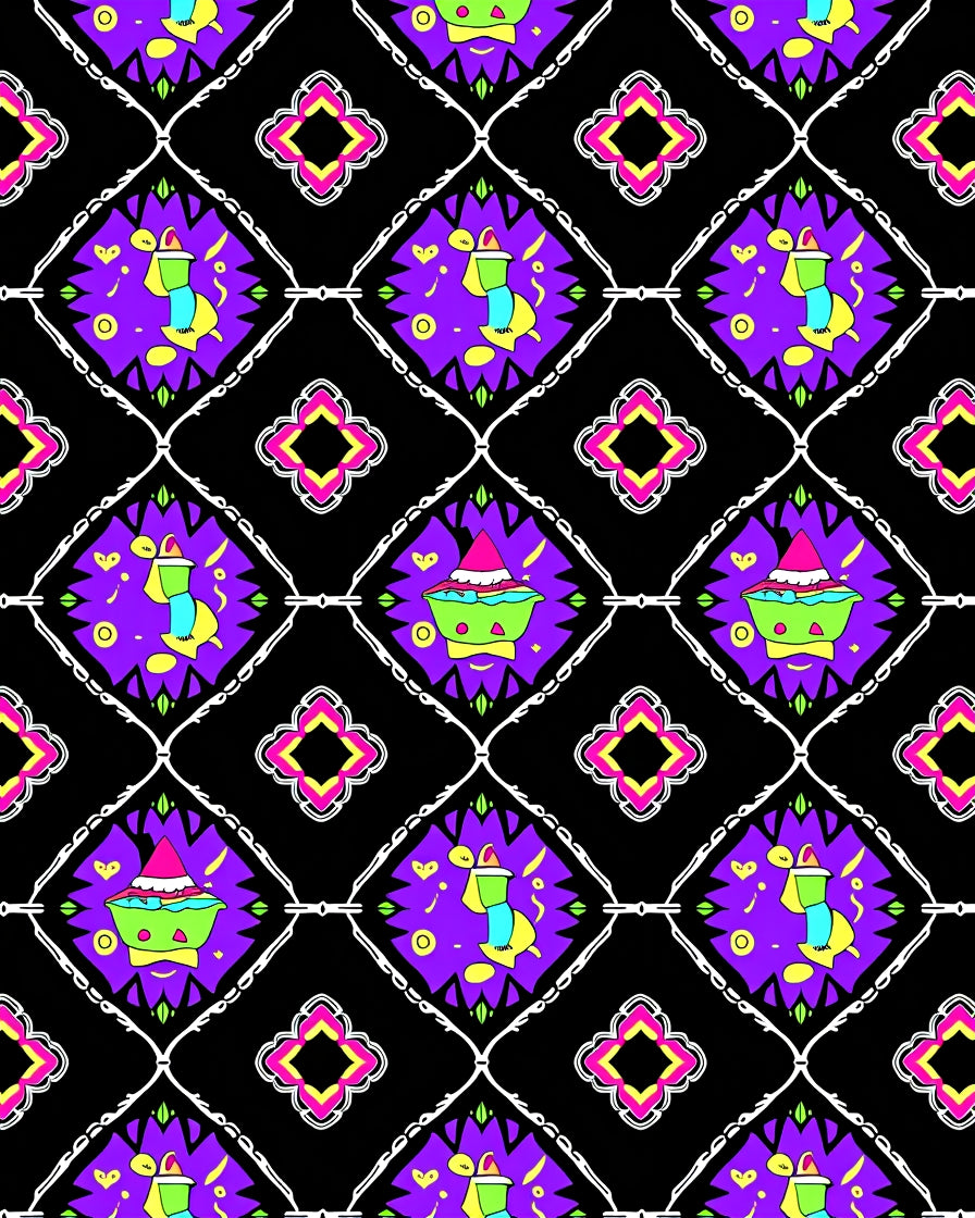 Vibrant Purple Whimsical Diamond Rug