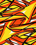 Vibrant Orange Yellow Abstract Swirl Rug